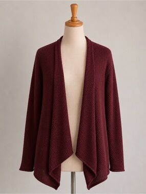 Volcom Open-Front Draped Cardigan - Burgundy
